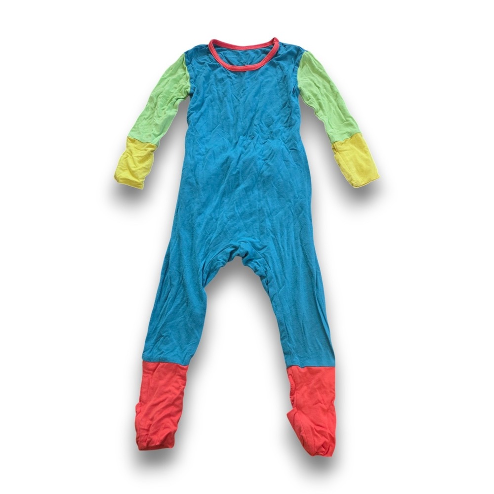 The Simple Seed Bamboo Long Sleeve Romper Pajamas Colorblock Infant Boys 12-18m